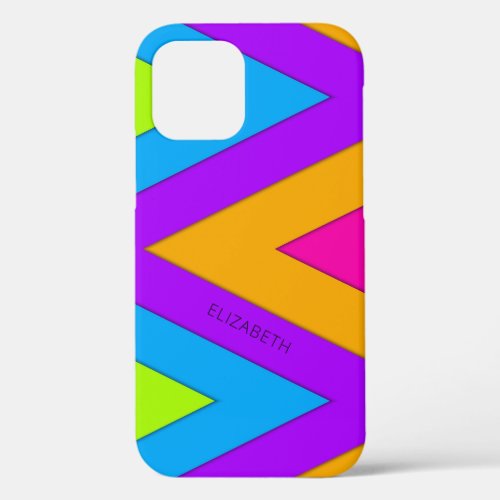 Neon Chevrons Personalized iPhone 12 Case