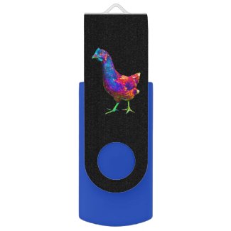 Neon Chicken Green Feet Rainbow USB Flash Drive