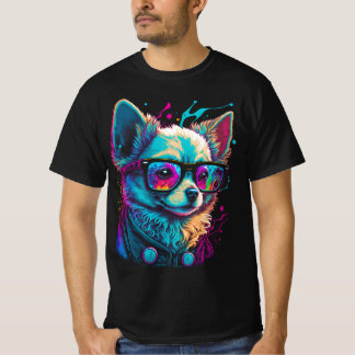 Neon Chihuahua in Sunglasses Cool Psychedelic Dog T-Shirt