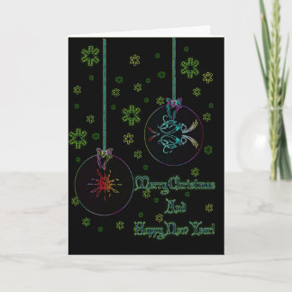 Neon Christmas Balls Holiday Card