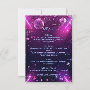 Neon Chrome New Year’s Eve Menu   Y2K Holographic