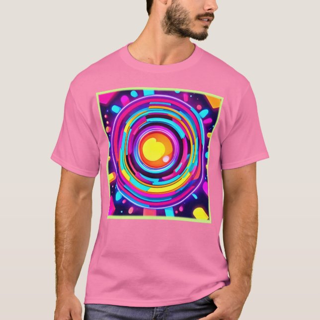 Neon Circle Vortex Pattern T-Shirt (Front)