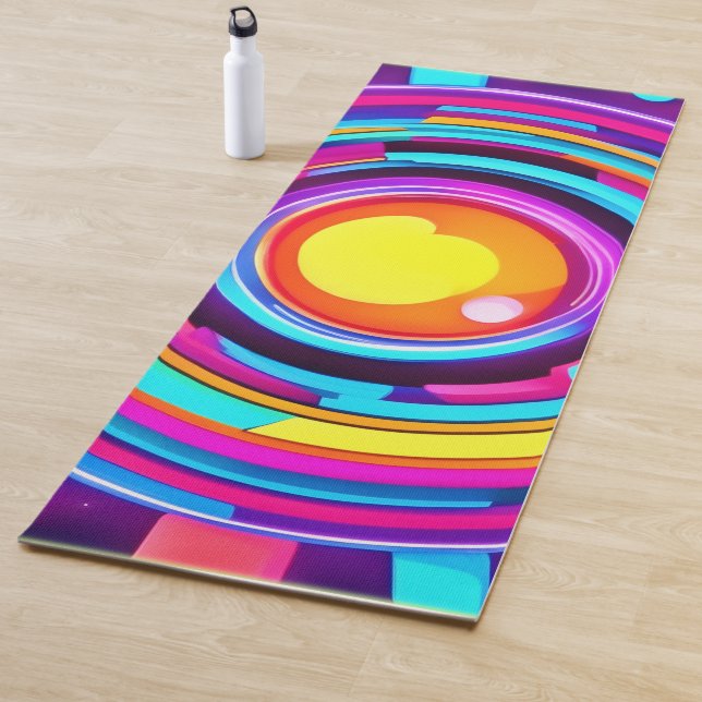 Neon Circle Vortex Pattern Yoga Mat (In Situ)