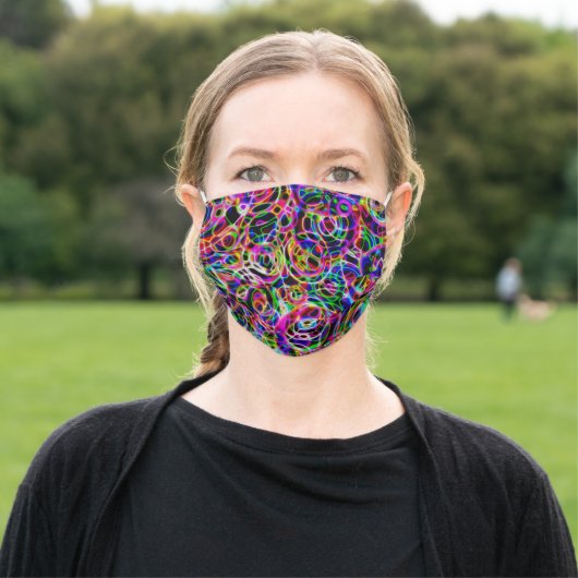 Neon Circles Adult Cloth Face Mask (Outside)