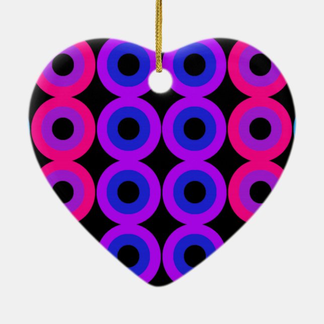 Neon Circles Ceramic Ornament (Back)