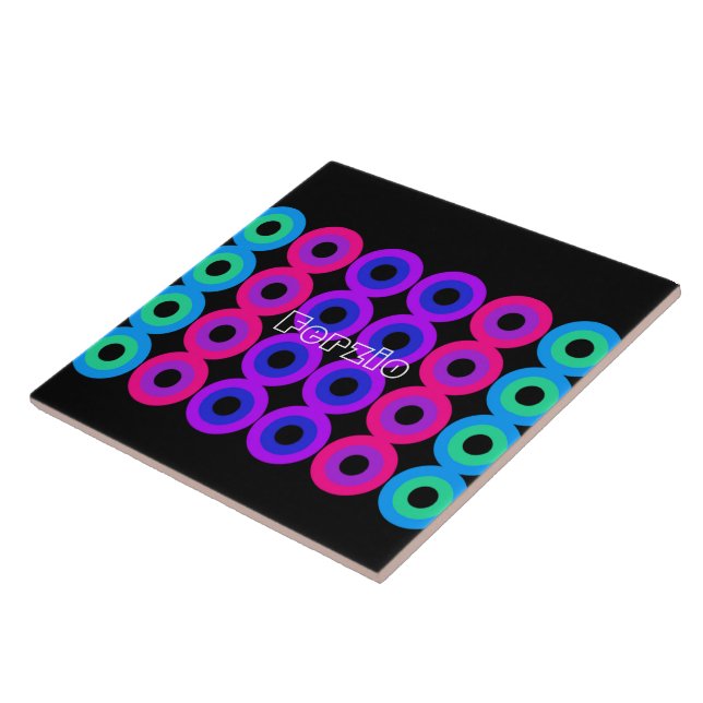 Neon Circles Ceramic Tile (Side)