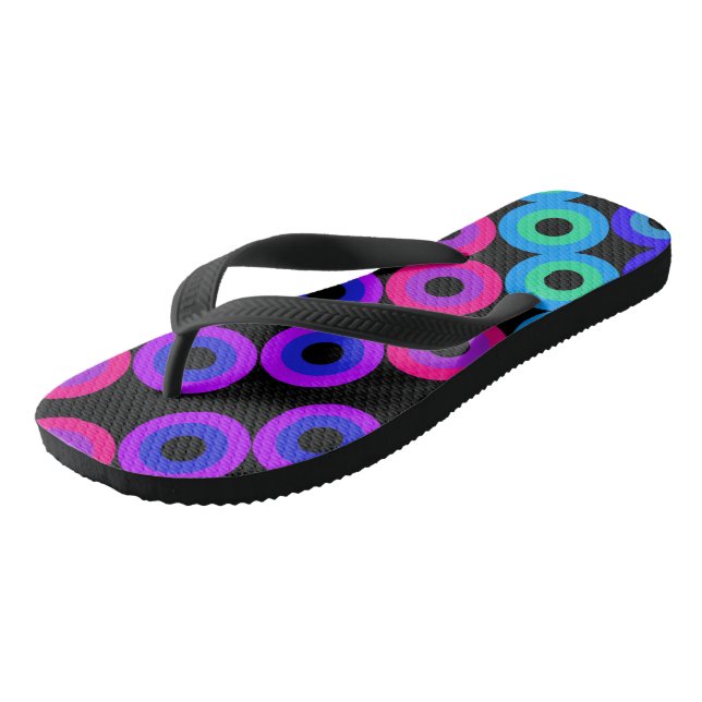 Neon Circles Flip Flops (Angled)