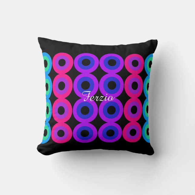 Neon Circles Throw Pillow (Front)