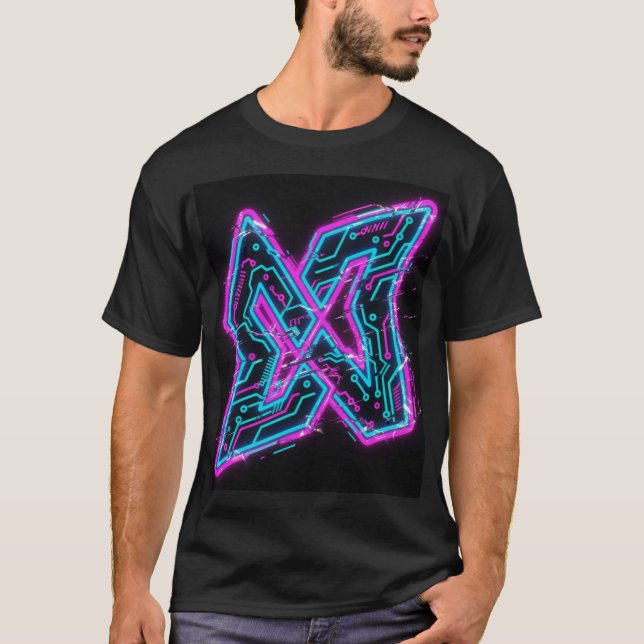 Neon Circuit X Tech T-Shirt Futuristic tee (Front)