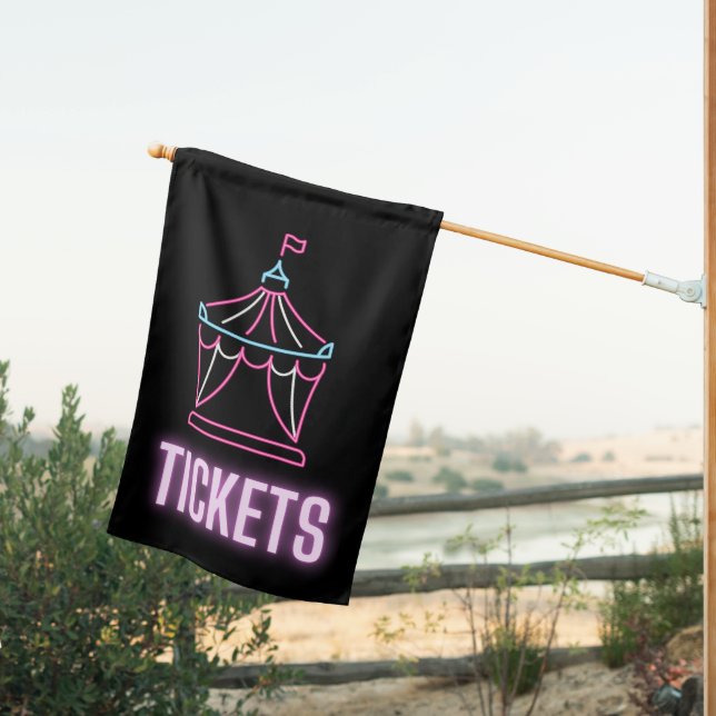 Neon Circus Tent Tickets Outdoor Flag (Insitu (Back))