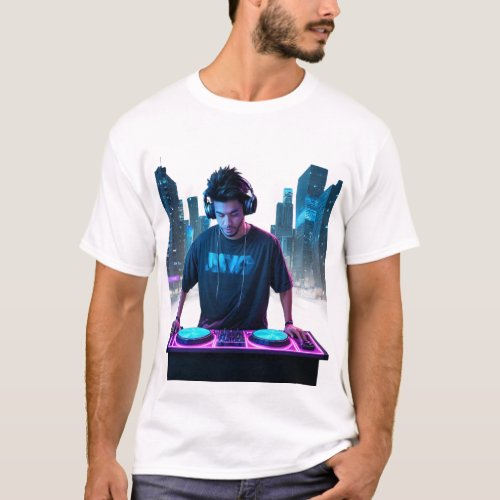 Neon City DJ Urban Beat T_Shirt Design