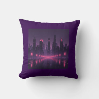 Neon City Nights Throw Pillow