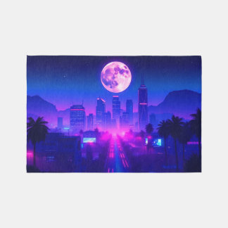 Neon City Synthwave Sunset XL Area Rug