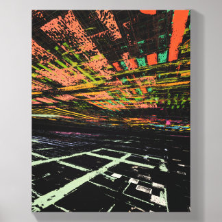 Neon Cityscape Grid Canvas Photo Tile