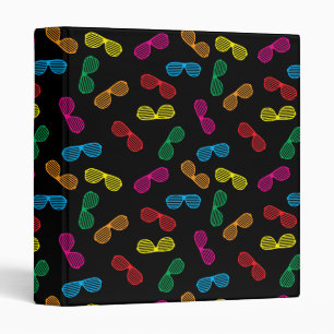 Neon Classic Sunglasses Pattern 3 Ring Binder