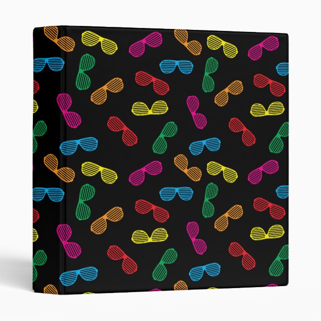 Neon Classic Sunglasses Pattern 3 Ring Binder (Front/Spine)