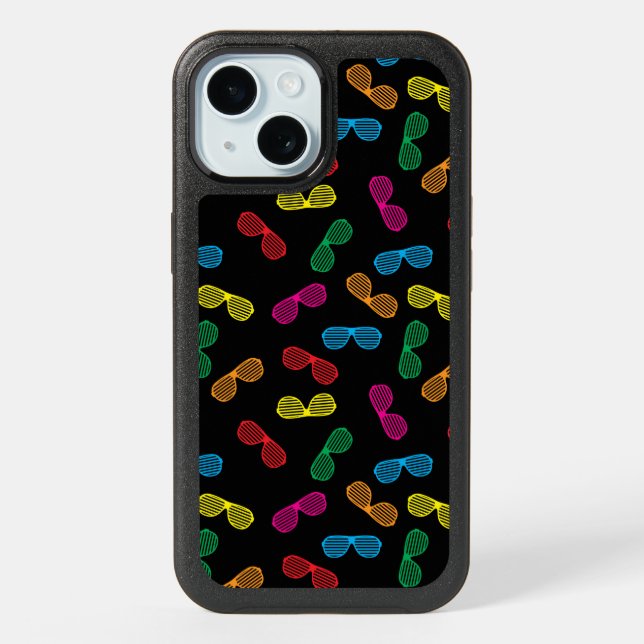 Neon Classic Sunglasses Pattern iPhone 15 Case (Back)