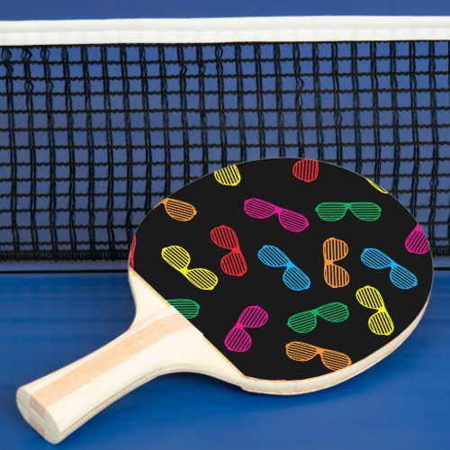 Neon Classic Sunglasses Pattern Ping Pong Paddle