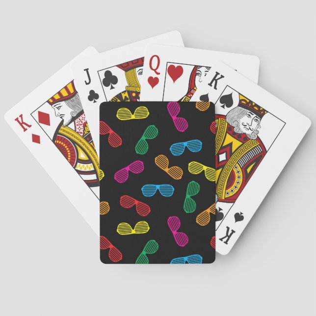 Neon Classic Sunglasses Pattern Poker Cards (Back)