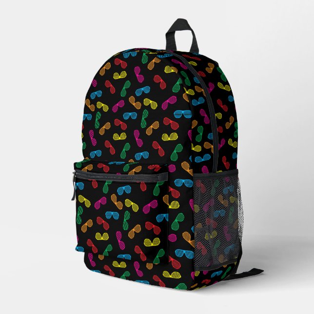 Neon Classic Sunglasses Pattern Printed Backpack (Back Corner Right)