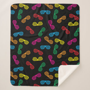 Neon Classic Sunglasses Pattern Sherpa Blanket