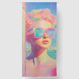 Neon Coastal Beauty with Sunglasses Blackout Curtains