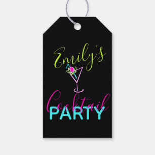 Neon Cocktail Modern Art Party Gift Tags