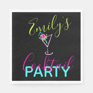 Neon Cocktail Modern Art Party Napkins