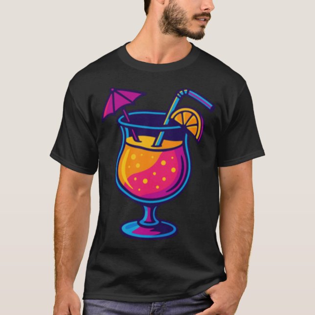 Neon cocktail on vacation girl T-Shirt (Front)