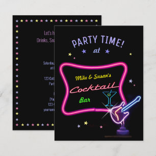 Neon Cocktail Party (customizable) Invitation