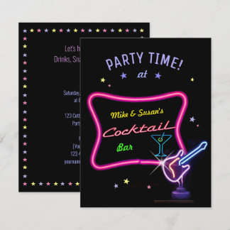 Neon Cocktail Party (customizable) Invitation