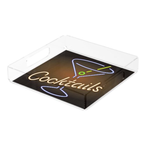 Neon Cocktails Sign Acrylic Tray