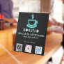 Neon Coffee Cup Social Media Scan Codes  Pedestal Sign