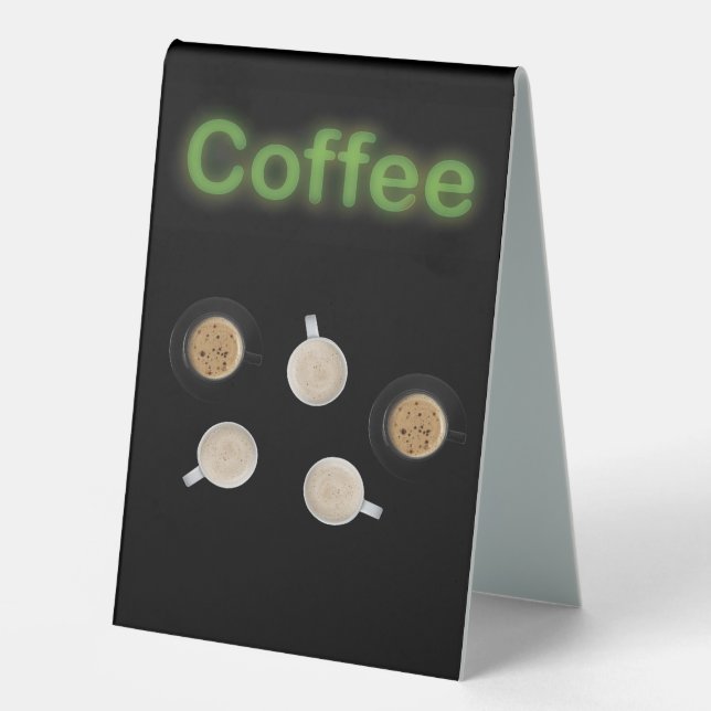 Neon Coffee Station Five Cups   Table Tent (Front)
