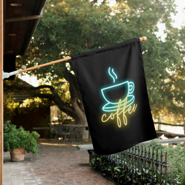 Neon Coffee Symbol Outdoor Flag (In SItu)