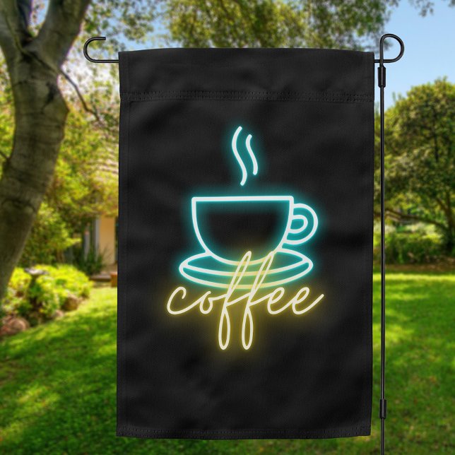 Neon Coffee Symbol Outdoor Garden Flag (Creator Uploaded)