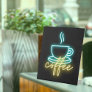 Neon Coffee Symbol &  Text   Pedestal Sign