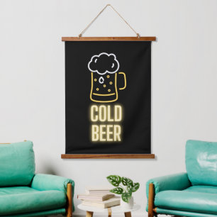 Neon Cold Beer Mug Hanging Tapestry