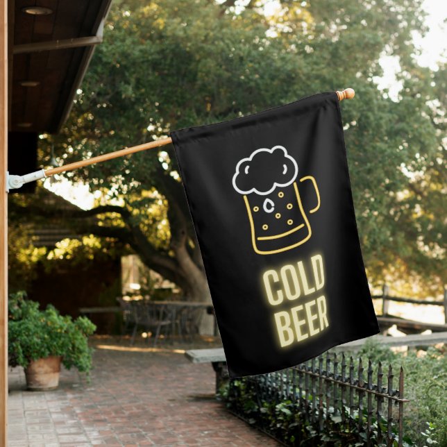 Neon Cold Beer Mug Outdoor Flag (In SItu)