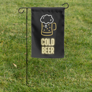 Neon Cold Beer Mug Outdoor Garden Flag