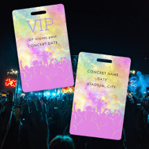 Neon Coloful Name VIP All Access Pass Concert