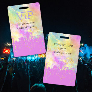 Neon Coloful Name VIP All Access Pass Concert Badge