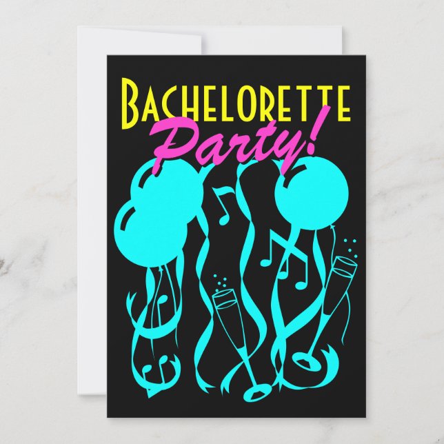Neon color bachelorette party invitations template (Front)