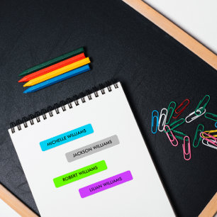 NEON COLOR BLUE SILVER GREEN PURPLE KIDS NAME LABELS