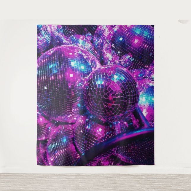 Neon Color Disco Ball Tapestry (Front)