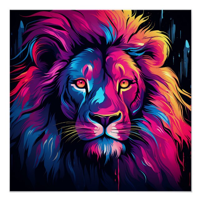 Neon Color Lion Theme Poster (Front)