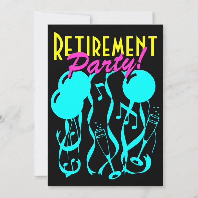 Neon color retirement party invitations template (Front)