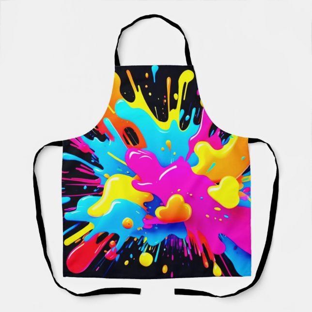 Neon Color Splash Art Apron (Front)