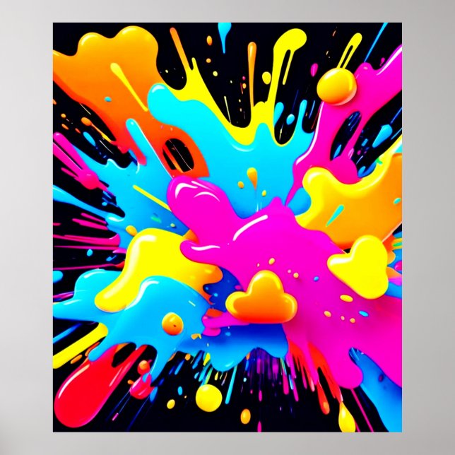 Neon Color Splash Art Poster (Front)