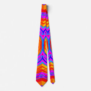 Neon Color Swirls Pattern Neck Tie